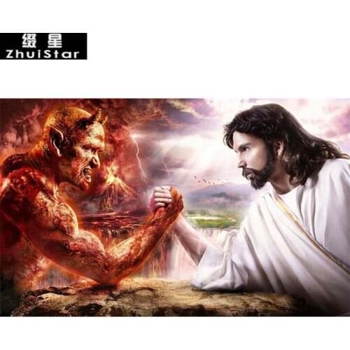 New 5D DIY Diamond Painting Jesus VS demon Embroidery Full Square Diamond Cross Stitch Rhinestone Mosaic Painting decor Gift