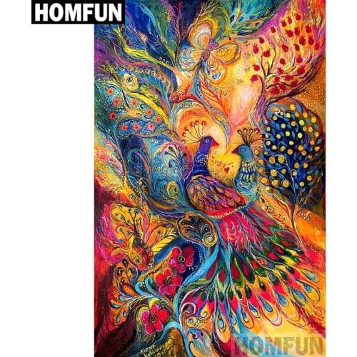 HOMFUN Full Square/Round Drill 5D DIY Diamond Painting "Color peacock" Embroidery Cross Stitch 5D Home Decor Gift A01802