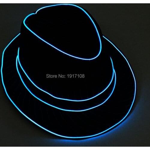 New Fashion EL Cosplay Halloween Gentlema Hat For Party night Caps club Dj Hats Wedding Decoration By 1.5V Steady On Driver
