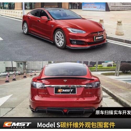 Suitable for Model Tesla s Modified Carbon Fiber Front Side Skirt Pilot Light Spoiler Rear Lip Tail