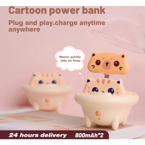 Portable Power Bank 800mAh Mini Cute Powerbank With LED Night Light Small External Type-C Phone Charger