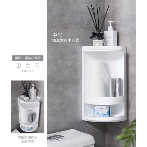 Rotary Triangle Shelf Dustproof Antibacterial Storage Rack Wall Mounted Plastic Storage Shelf Cabinet Corner Rack