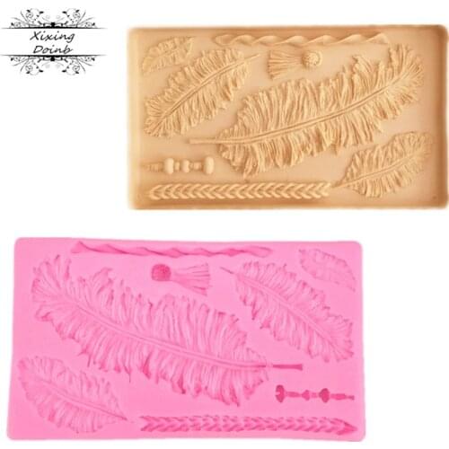 Various styles of feather shaped silicone soft candy mold cake decoration tools Candy Chocolate Mold