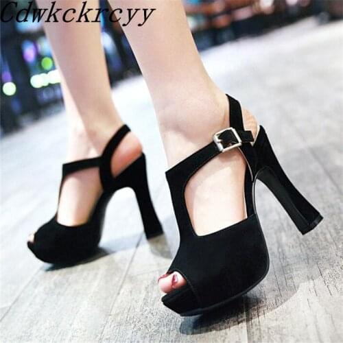 Women sandals Summer New pattern fashion Super high heel temperament Fish mouth Women sandals black sexy Waterproof Rome Sandals