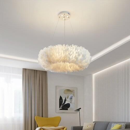 Nordic bedroom lamp simple creative living room chandelier household feather chandelier