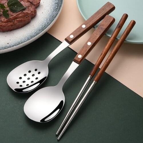Stainless Steel Dining Spoon Dinnerware Set chopsticks Filter Spoon Dinner Set Kitchen Flatware Tableware Set