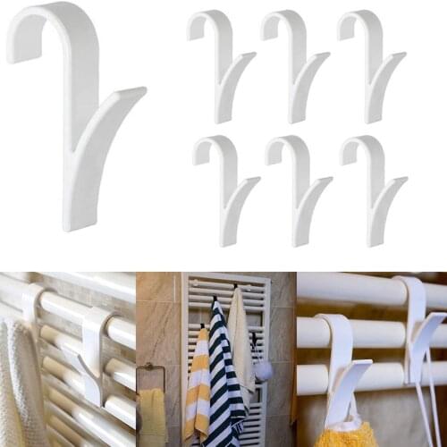 Bathroom Clothes Hangers Clips Storage Racks White Hanger for Heated Towel Radiator Rail Clothes Scarf Holder Home Accessories