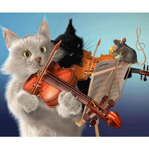 YIKEE White Cat Diamond Painting Home Decor Drill Resin DIY Mosaic Flowers Diamond Embroidery y719