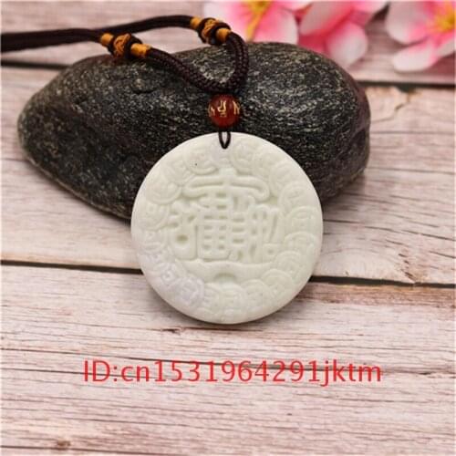 Jewelry Blessing White Gifts Accessories Necklace Fashion Pendant Women Men Natural Charm Chinese Jade Amulet Carved for