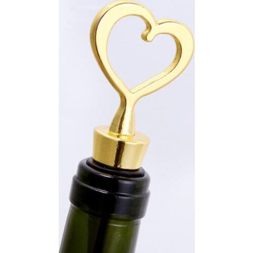 Gold Elegant Heart Shaped Red Wine Bottle Opener Champagne Wine Bottle Stopper Valentines Wedding Gifts LX6460