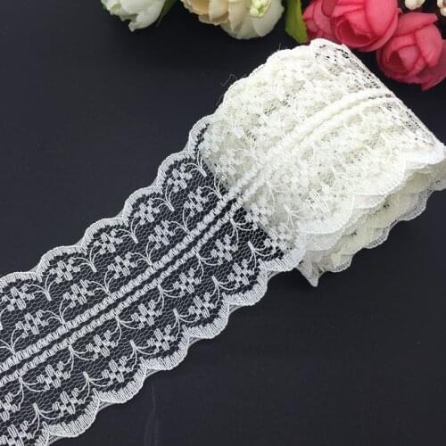 10yards/lot 45mm Wide Cream Bilateral Handicrafts Embroidered Net Lace Trim Ribbon Wedding/Birthday/Christmas Decorations