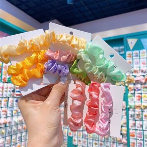 3 Pcs/set Woman Fashion Scrunchies Sets Velvet Hair Ties Girls Ponytail Holders Silk Rubber Band Femme Hairband Hair Accessories