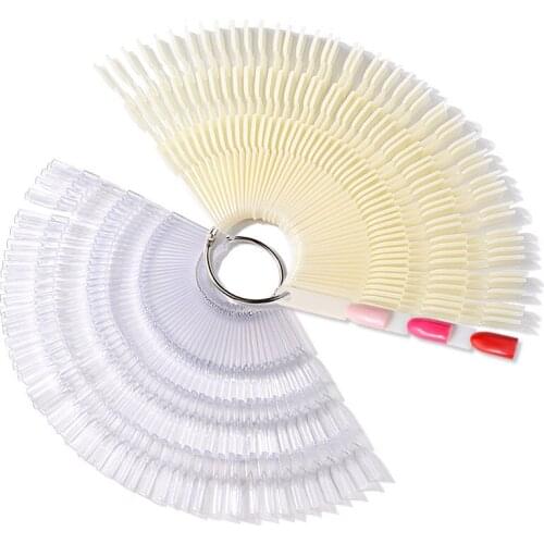 50 Tips/Set False Nails Fan Display Acrylic FakeBamboo plate color palette three-in-one nail polish glue Manicure Accessories