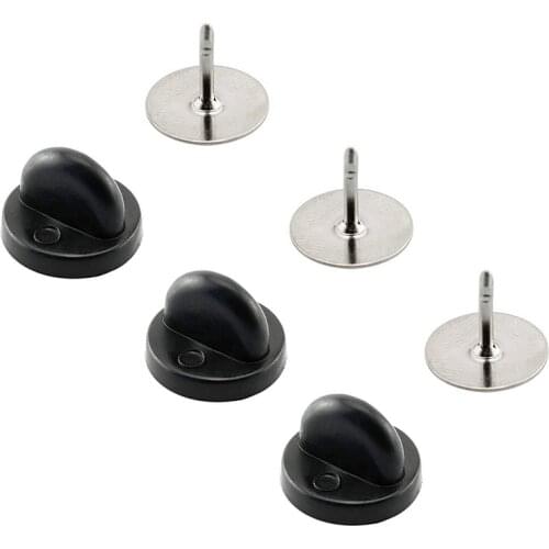 50pcs Pin Backs PVC Black Butterfly Rubber Pin Clutch Keepers Silver Tie Tacks Blank Pins for DIY Brooch Jewelry Finding