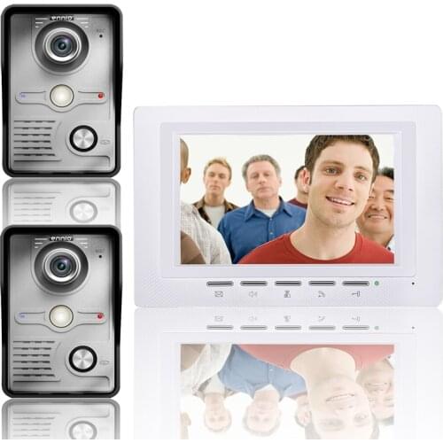 7 Inch Video Door Phone Doorbell Intercom Kit 2 -camera 1-monitor Night Vision