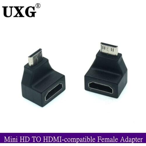 90 Degree Mini HDMI-compatible HD Female To Mini HD Male Adapter Extension Adapter Mobile Phone Flat TV Connector