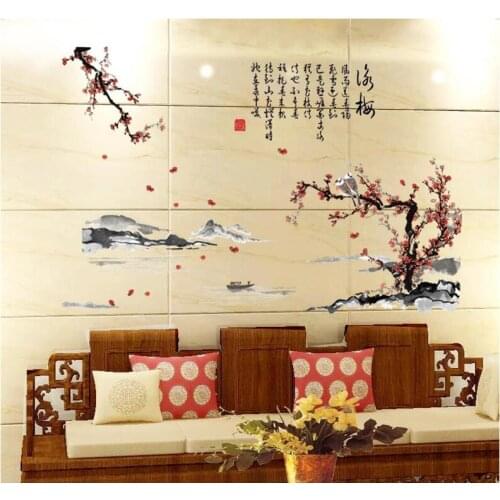 Yongmei ink painting living room bedroom study background Chinese style decorative wall stickers home decoration accessories