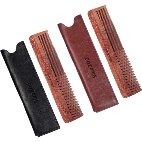 Pocket Sized Wooden Beard Comb, Anti-Static with Fine and Medium Tooth for Head Hair, Beard, Mustache Grooming