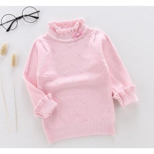 Children Sweaters Winter Clothes Kids Baby Fashion Sweater Warming Clothing With Bow Girls Liner Sweater Bottoming