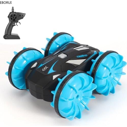 EBORUI RC Stunt Car 1:20 2.4GHz Remote Control 2 in 1 Double-sided Stunt Land Vehicle Drive-ground & Air Modes Amphibious Tank