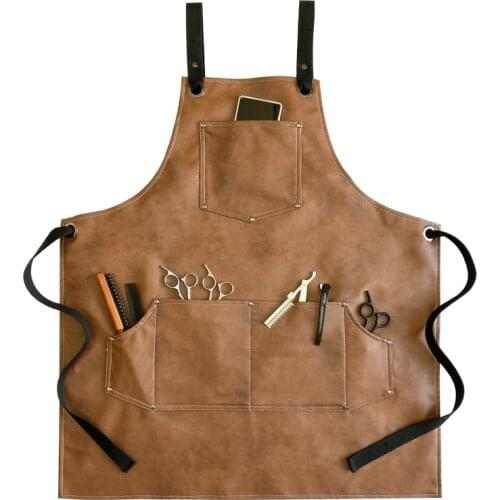 Japanese Style Brief Apron Thickened Pu Leather Aprons Waterproof Oil-proof Men Women Restaurant Gardener Uniform Custom Logo