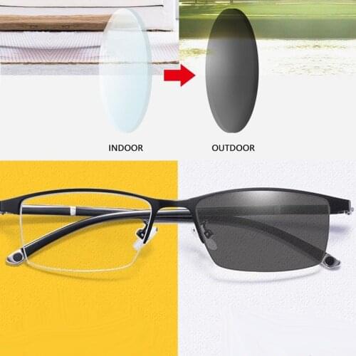 Finished Half Frame Progressive Multifocal Reading Glasses Men Photochromic Anti Blue Light UV Protection Presbyopic Glasses