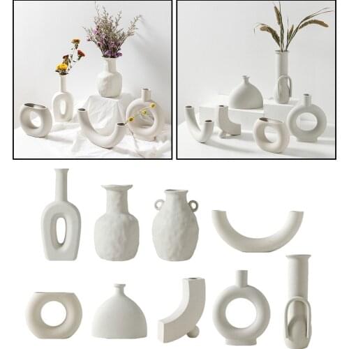 Nordic Ins Ceramic Vase Home Decoration Ornaments White Vegetarian Ceramic Flower Pot Art Vases Home Decorations Crafts Gifts
