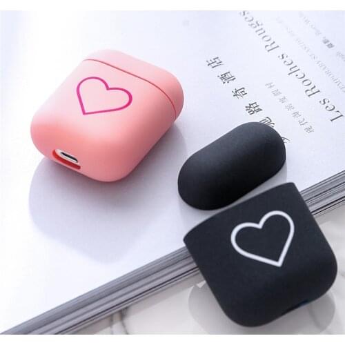 Kjoew Fashion Cute Heart Couples For Apple Airpods 1/2 PC Wireless Earphone Shockproof Cover Portable Protector Case Bags