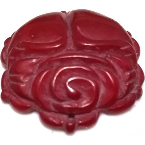 10x30x30mm Red Flower Handmade Carved Natural Coral Pendant