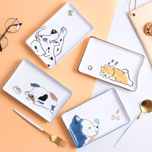 Creative cartoon ceramic plate rectangular fish plate ceramica dinner plates