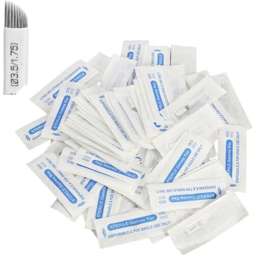 100x Eyebrow Blades Microblading Tattoo Brows Needles Makeup Tools 15 Pins