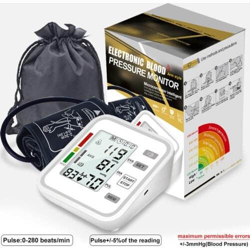 Blood Pressure Monitor Automatic Digital Tensiometer Upper Arm Cuff Monitors Wrist Tonometer Home BP Sphygmomanometers LCD
