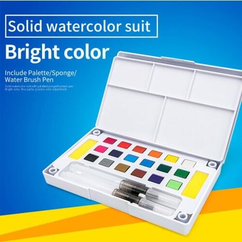 12/18/24/36 Colors Transparent Solid Watercolor Paints Set With Water Color Brush Pen For Painting Portable Travel Art Supplies
