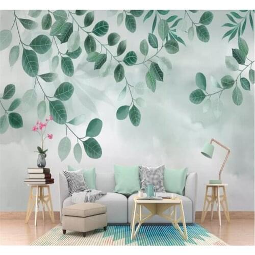 XUE SU Custom mural wallpaper Nordic hand-painted fresh plant leaf decoration painting interior background wall covering