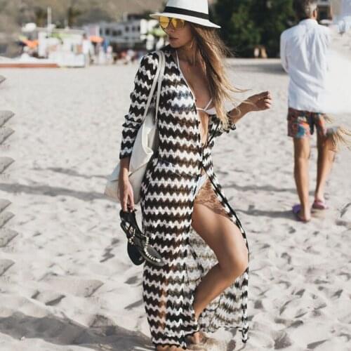 New Sexy Wavy lace Cover up Kaftan Beach Cover up Women Tunic Pareos de Playa Mujer Bathing suit Cover ups Dress