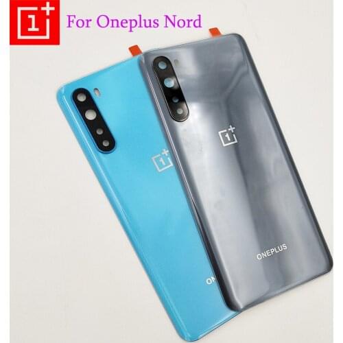 NEW OnePlus Nord Battery Cover Back Glass Rear Door Housing Case Back Panel Battery Cover With Camera Lens For One Plus 1+ Nord