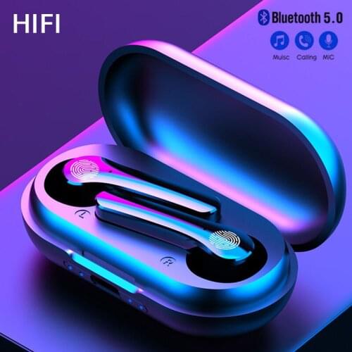 New Bluetooth 5.0 HiFi Earphones Wireless Headphones with Microphone Sports Waterproof Headsets Charging Box for Android IOS
