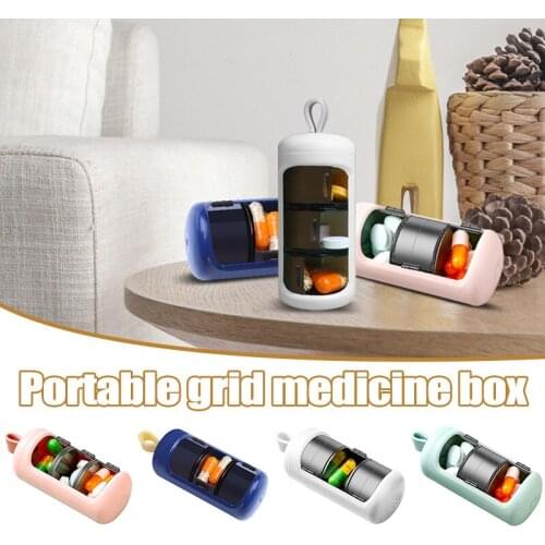New Portable Pills Storage Box 3 Grid Travelling Drug Dispenser Organizer with Clip