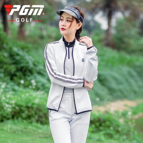 Pgm Women Golf Pants Clothing Set Ladies Winter Sportswear Full Zipper Coat Elastic Slim Pants Golf Apparel D9122