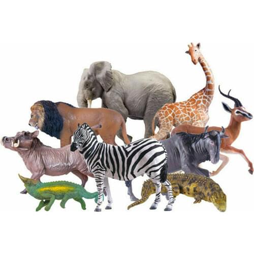 PNSO Africa Animal Figure Lion Cheetah Thomsons Gazelle Wildebeest Zebra Giraffe Elephant Warthog Hippopotamus Chameleon Toy
