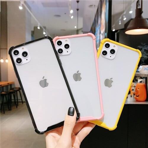 Candy Color Transparent Soft TPU Case For iPhone 11 Pro Max X XS XR 7 8 6 6S Plus SE 2020 Four Corners Shockproof Phone Cover