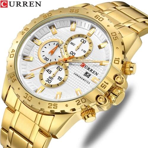 Luxury CURREN 2019 New Men Watch Fashion Multi-function Chronograph Men Wristwatch Casual Stainless Steel Men Watch