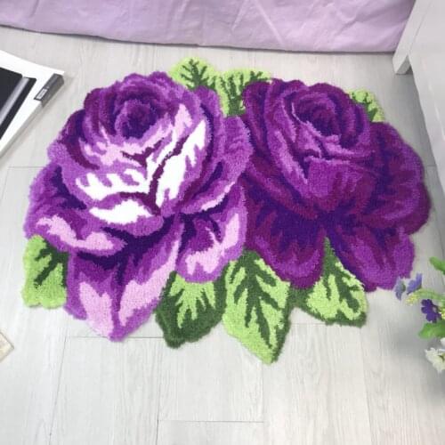 Luxery Handmade Rose Pattern Home Decor Carpet for Livingroom Bedroom Area Rug Romantic Lover Room Purple/Red/Pink/Blue Rose Mat