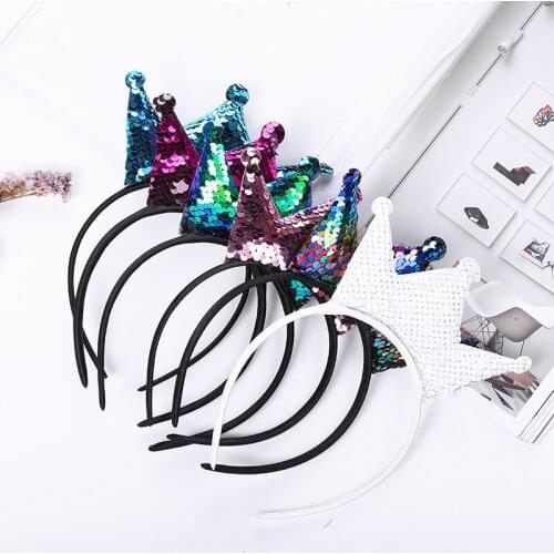 Handmade Reversible Sequin Hair Buckle Childrens Fabric Princess Hair Band For Birthday Wedding Girl Woman Hair Accessories