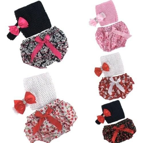 Baby Girl Chic 3pcs Clothing Sets Elastic Tube Top+Bloomer Nappy Shorts+Headband Infant Bebe Clothes Outfit Girls Costumes