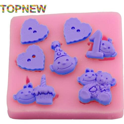 Cute Heart-shaped Buttons Food Grade Silicone Mold Fondant Cake Decorating Baking Tools 2942