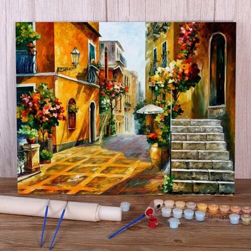 The Sun Sicily Paint By Numbers Kit Oil Paints 40*50 Canvas Painting New Design For Children For Drawing Art