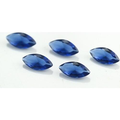 100pcs 1.5x3~8x16mm Marquise Shape Loose Stone Blue Color Glass Synthetic Gems For Jewelry DIY Stone