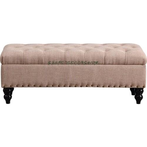 European style light luxury shoe changing stool shop rest bench bed end storage sofa stool solid wood rectangular storage box st