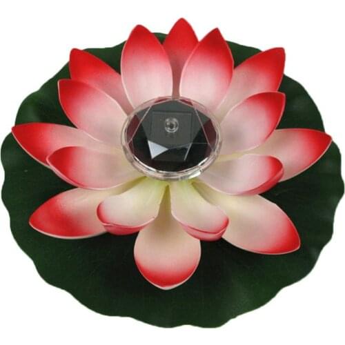 Solar Powered LED Lotus Flower Lamp Water Resistant Outdoor Floating Night Light For Garden Pool Party Decoration B85C